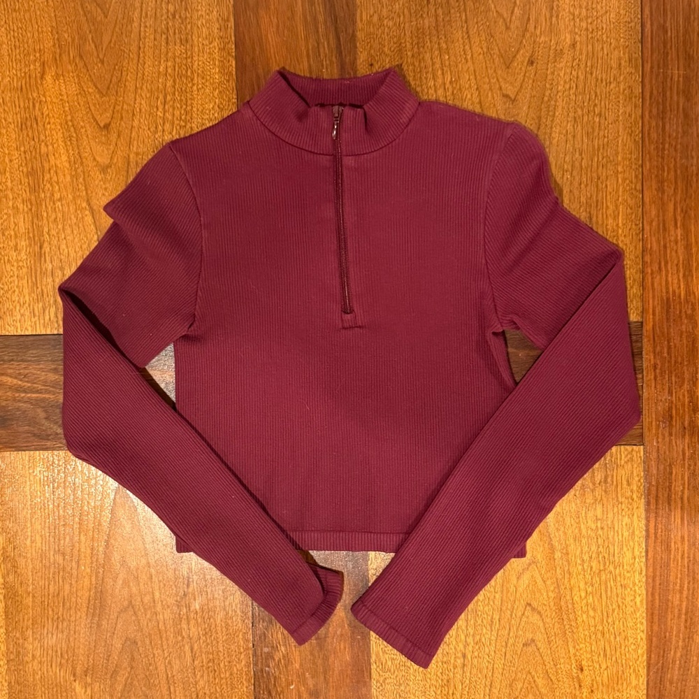 Forever 21 Maroon Ribbed Crop Top
